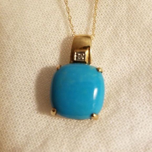 Sleeping Beauty or Persian Turquoise Gold Pendant - Picture 8 of 14